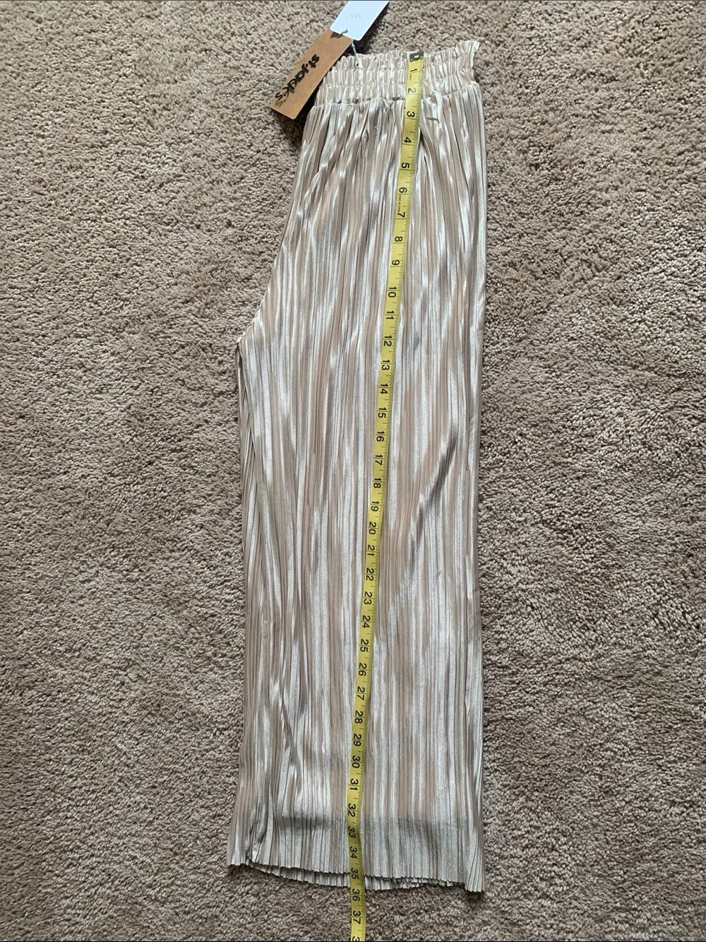 Pleated Maxi Skirt in Light Cream with Metallic Sheen